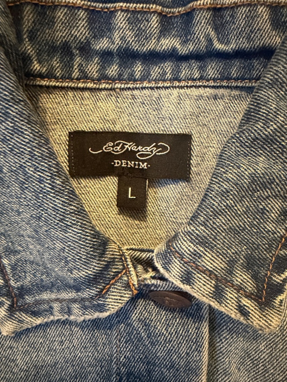 Ed Hardy Y2K Screaming Tiger Denim Jacket – Embroidered “Love Kills Slowly” L - Picture 9 of 12